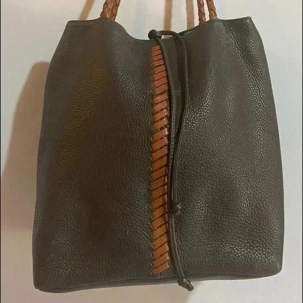 Carlos falchi dark brown leather hobo handbag